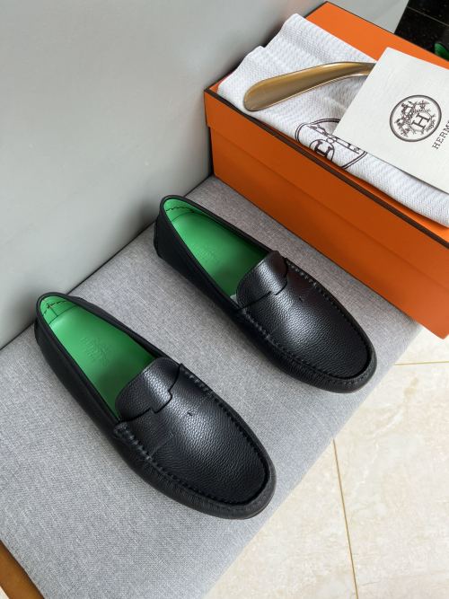 Hermes Men's Handmade Leather Loafers - Driving Moccasins, Black 1 Hermes Men's Handmade Leather Loafers - Driving Moccasins, Black