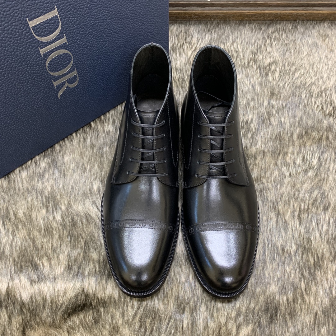 Dior Boots Men Cowhide Genuine Leather High Tops