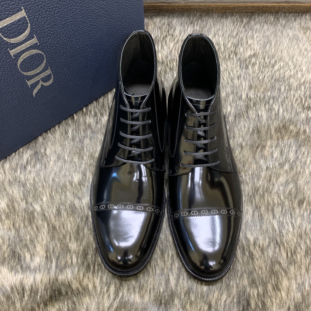 Outlet 1:1 Replica
 Dior Boots Men Cowhide Genuine Leather High Tops