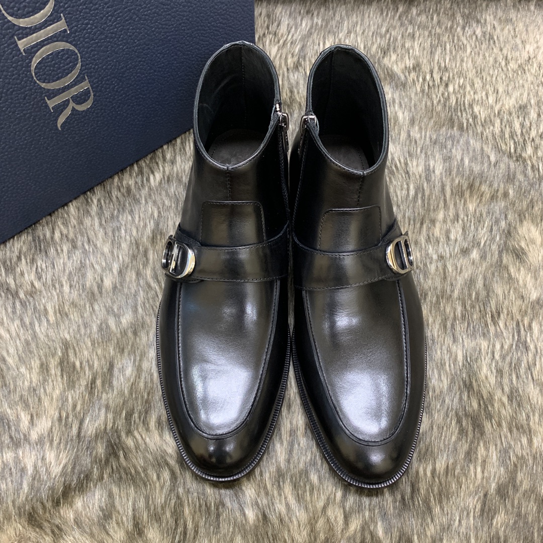 Dior Boots Men Cowhide Genuine Leather High Tops
