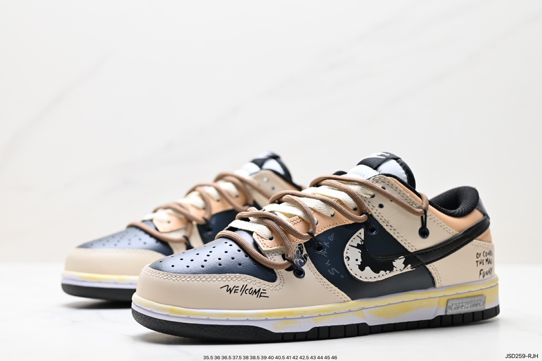 200 NK SB Dunk Low”Green/Beige“绑绳解构风 系列低帮休闲运动滑板板鞋 DD1391-100