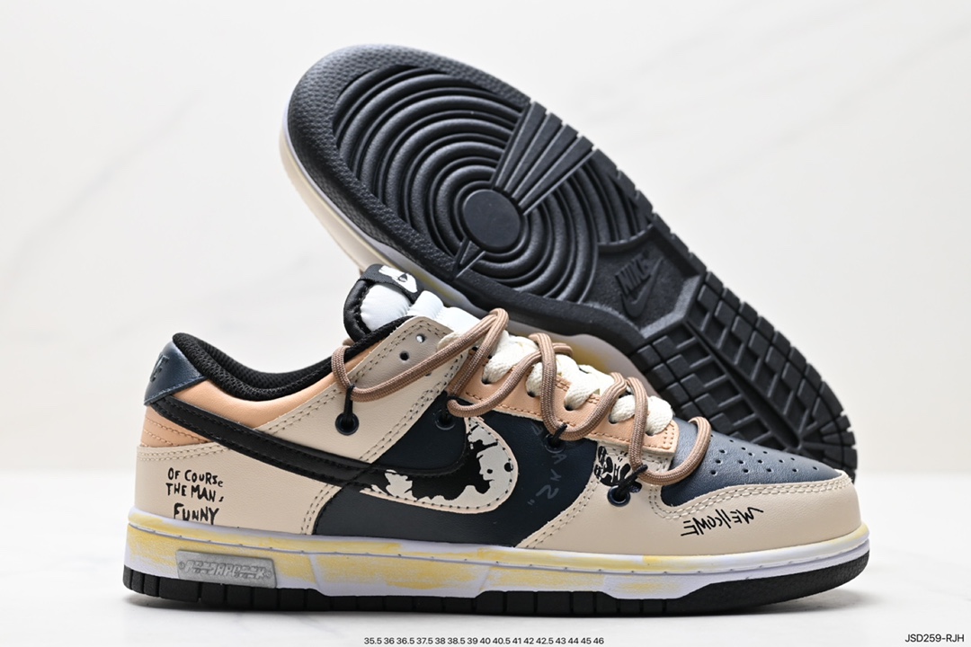 200 NK SB Dunk Low”Green/Beige“绑绳解构风 系列低帮休闲运动滑板板鞋 DD1391-100