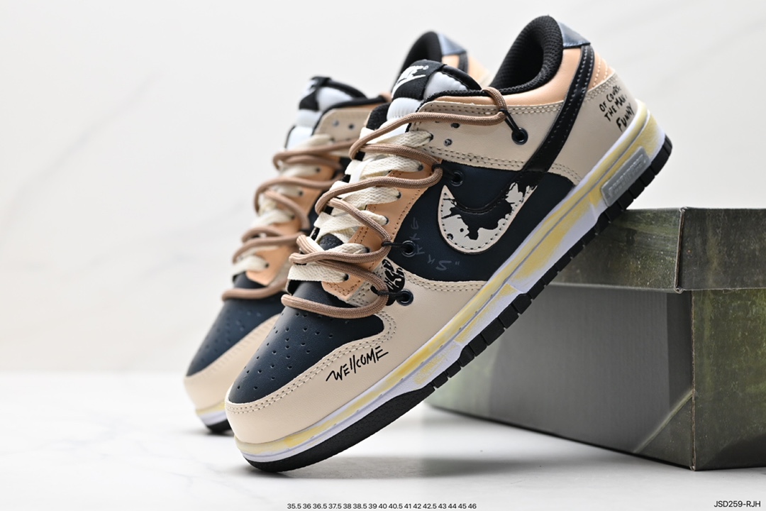 NK SB Dunk Low ”Green/Beige” rope deconstruction style series low-top casual sports skateboard shoes DD1391-100