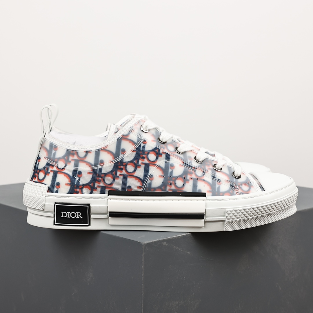 #Dior B23 Oblique High Top Sneakers Dior ”CD Oblique” series blue and red low top