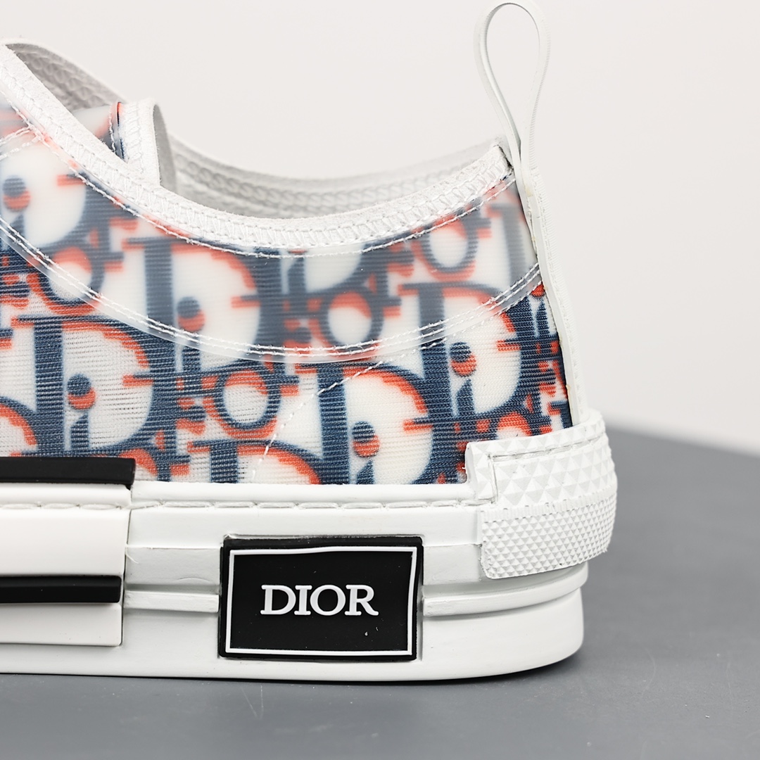 #Dior B23 Oblique High Top Sneakers Dior ”CD Oblique” series blue and red low top