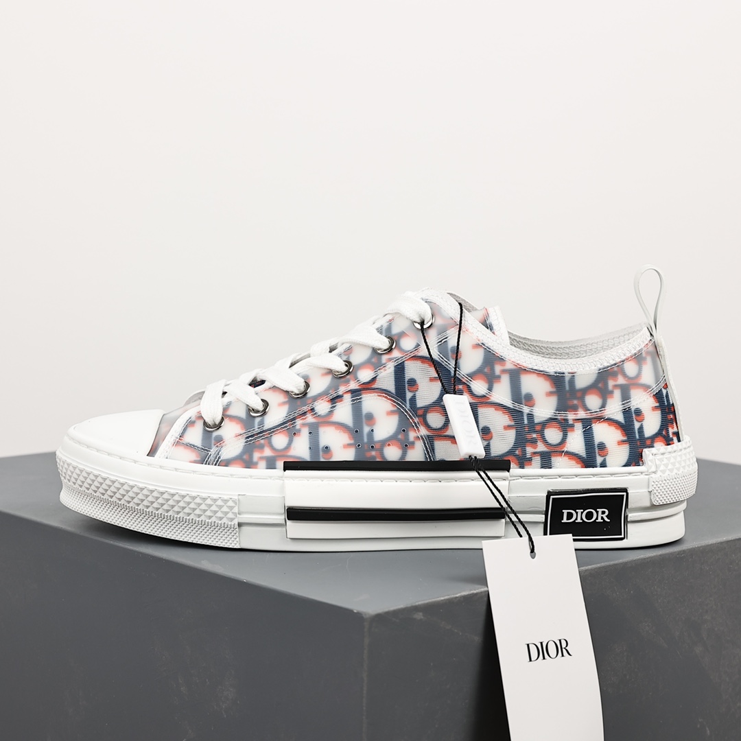 #Dior B23 Oblique High Top Sneakers Dior ”CD Oblique” series blue and red low top