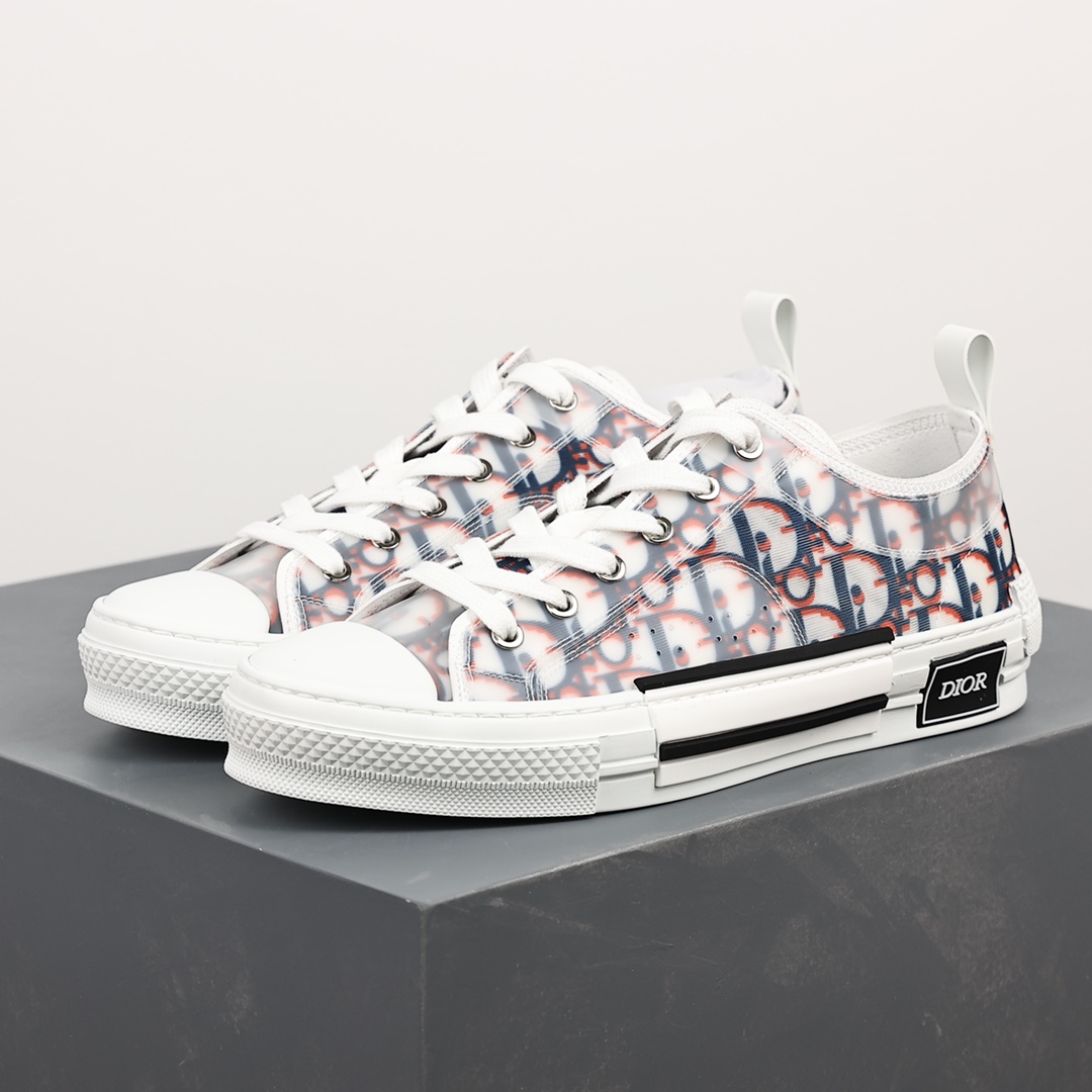 #Dior B23 Oblique High Top Sneakers Dior ”CD Oblique” series blue and red low top