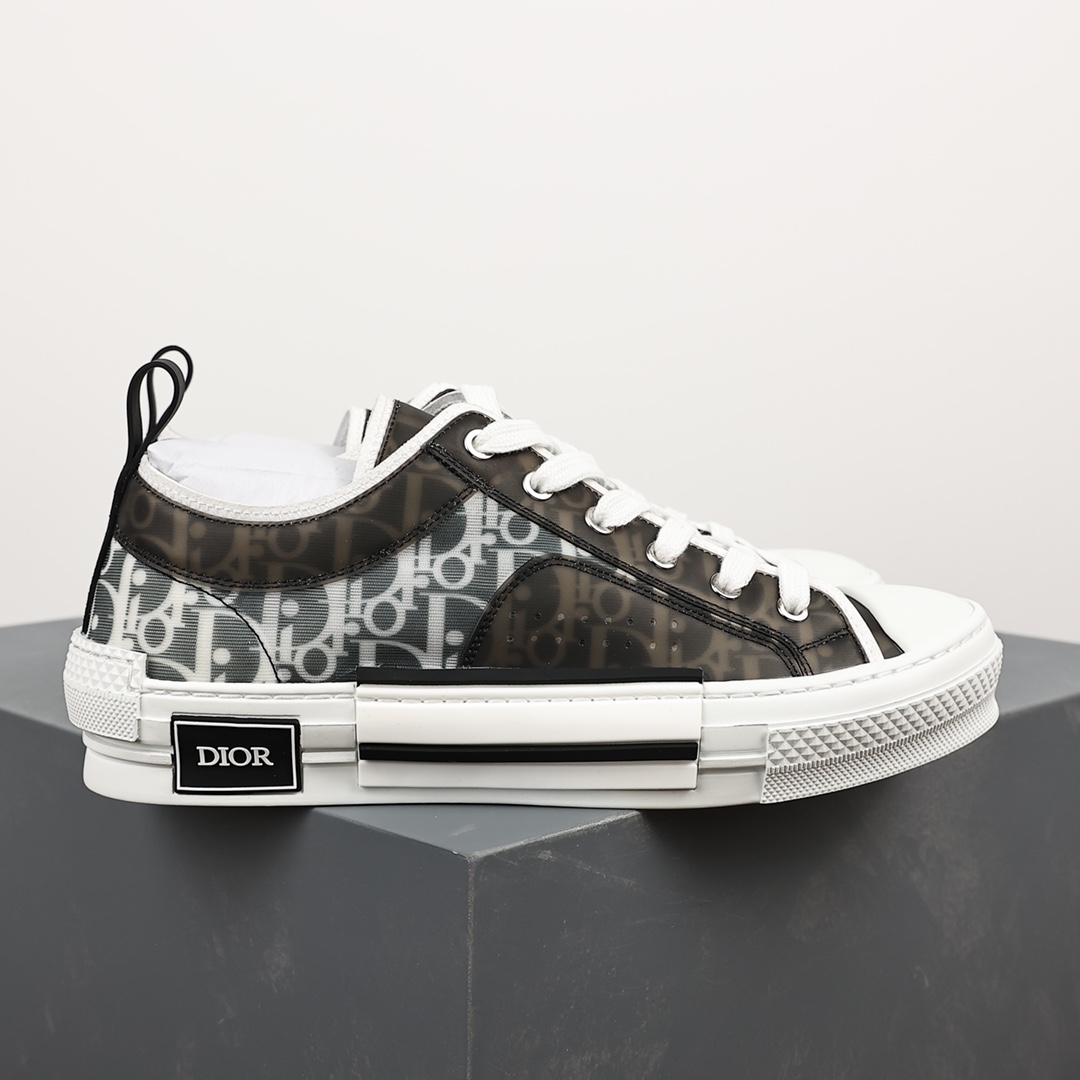 #Dior B23 Oblique High Top Sneakers Dior ”CD Oblique” series black and white low top