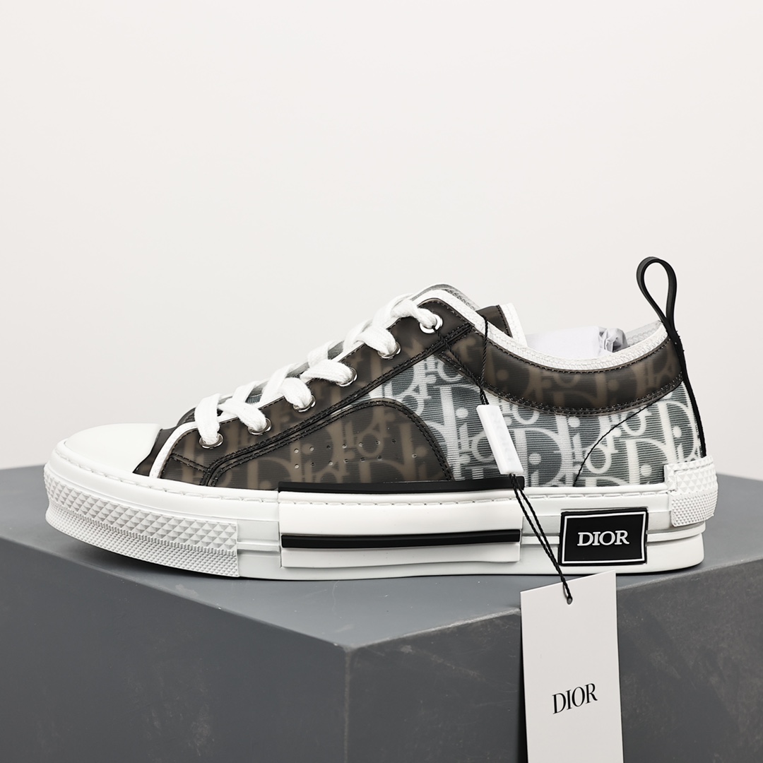 #Dior B23 Oblique High Top Sneakers Dior ”CD Oblique” series black and white low top