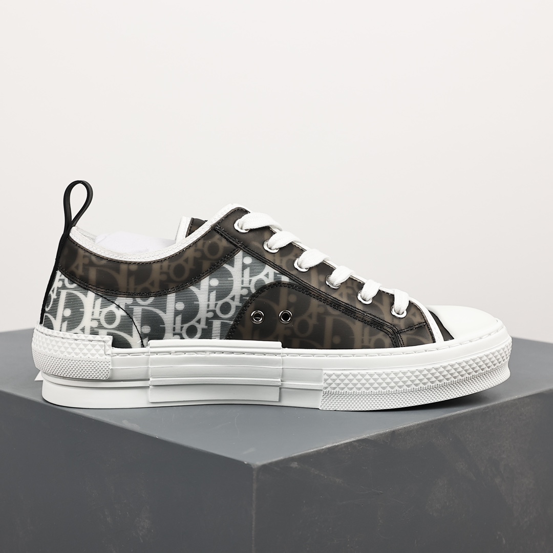 #Dior B23 Oblique High Top Sneakers Dior ”CD Oblique” series black and white low top