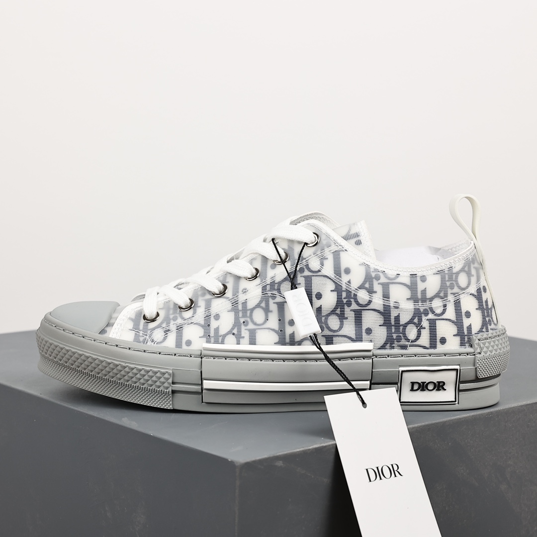 #Dior B23 Oblique High Top Sneakers Dior ”CD Oblique” series white, blue and gray low top