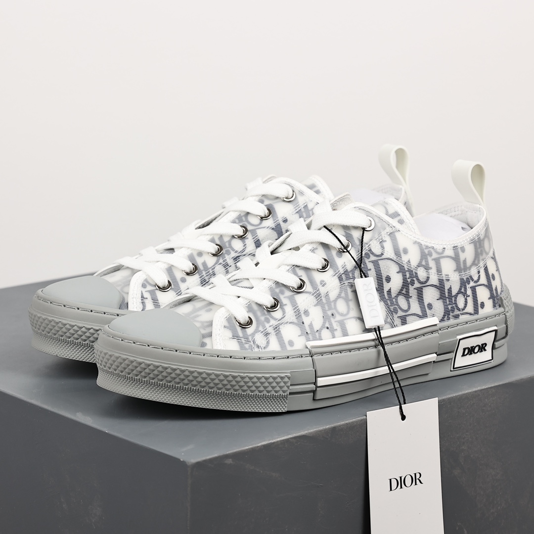 #Dior B23 Oblique High Top Sneakers Dior ”CD Oblique” series white, blue and gray low top