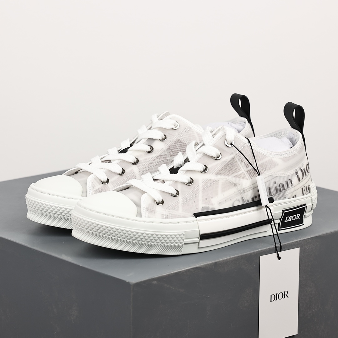 #Dior B23 Oblique High Top Sneakers Dior ”CD Oblique” series newspaper low top