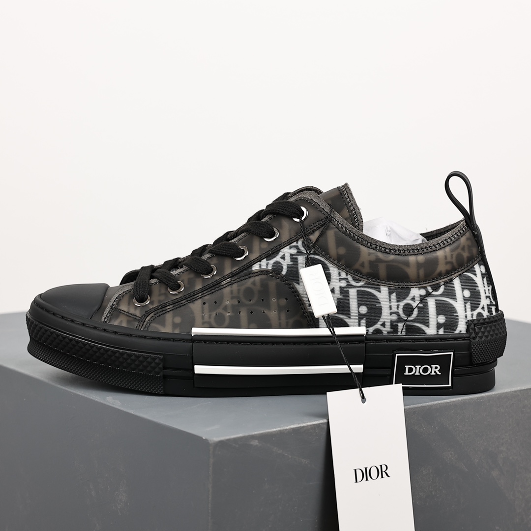 #Dior B23 Oblique High Top Sneakers Dior ”CD Oblique” series black low top