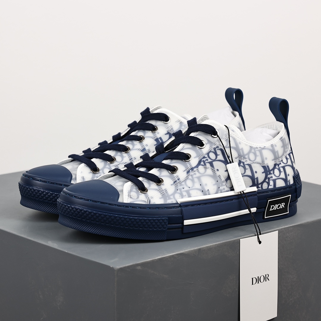 #Dior B23 Oblique High Top Sneakers Dior ”CD Oblique” series blue low top