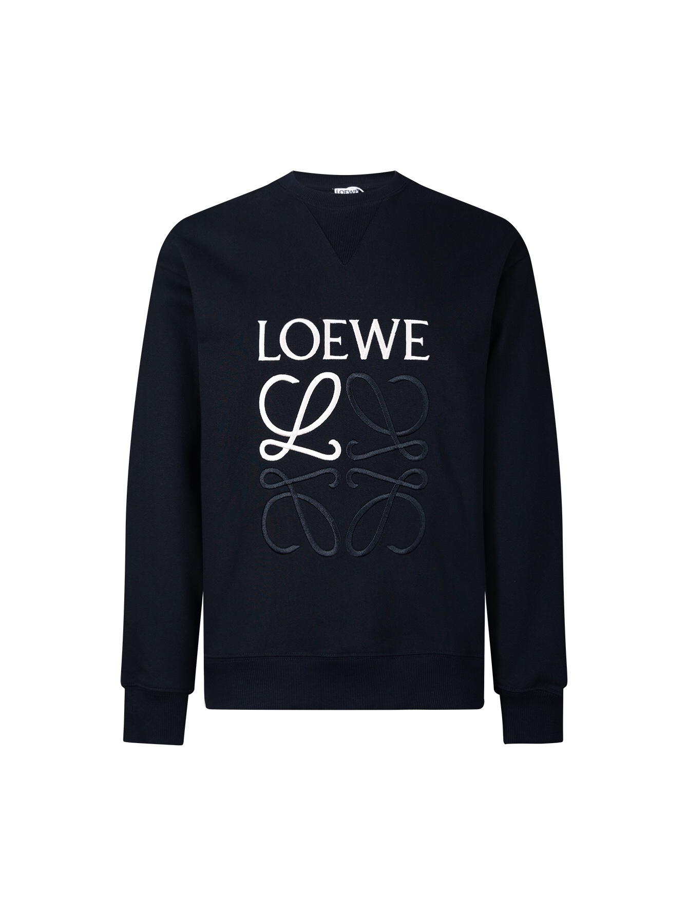 Loewe Clothing Sweatshirts Apricot Color Black White Embroidery Unisex Cotton