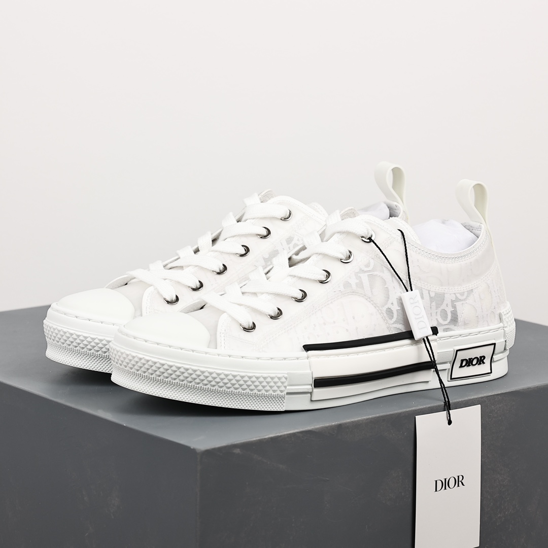 #Dior B23 Oblique High Top Sneakers Dior ”CD Oblique” series white low top