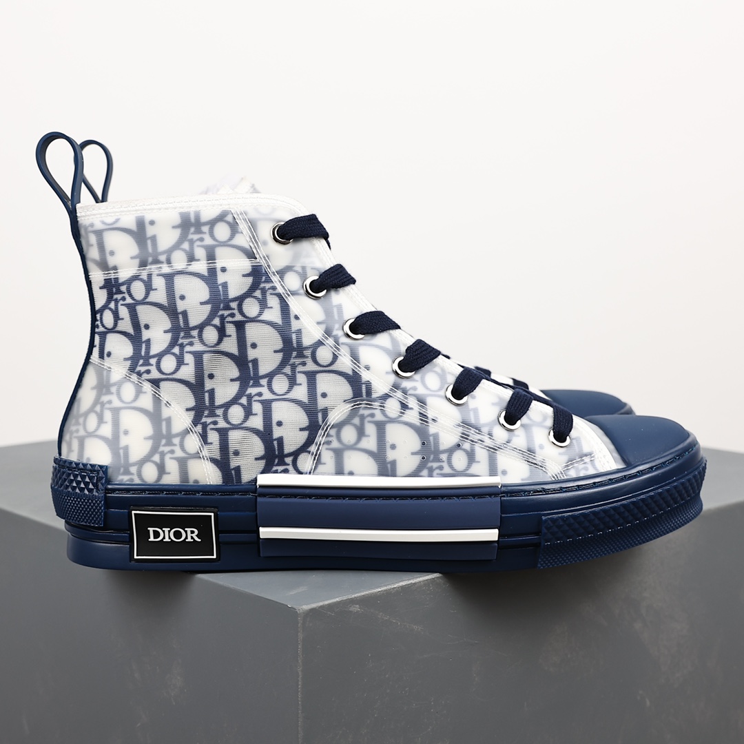 #Dior B23 Oblique High Top Sneakers Dior ”CD Oblique” series blue high top