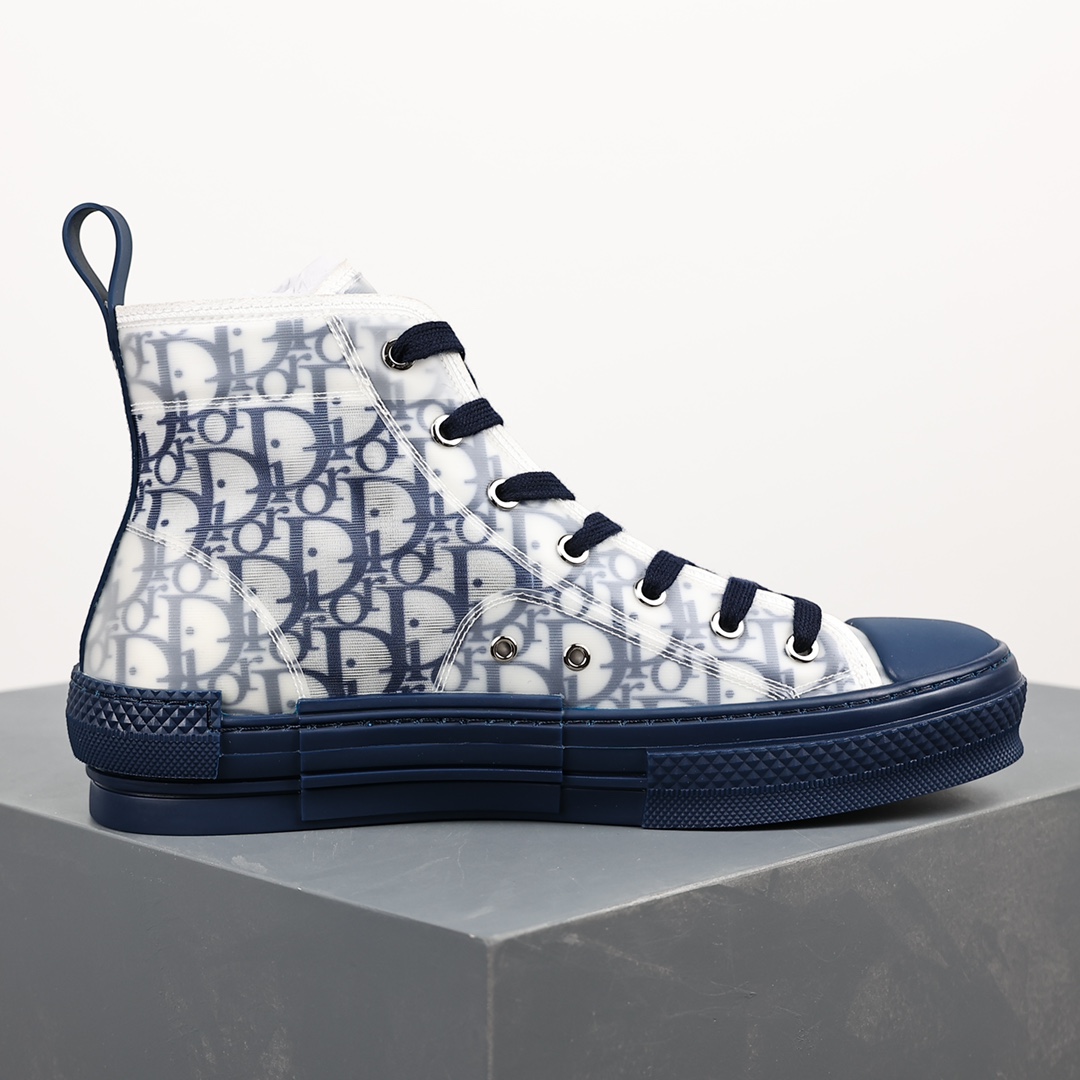 #Dior B23 Oblique High Top Sneakers Dior ”CD Oblique” series blue high top