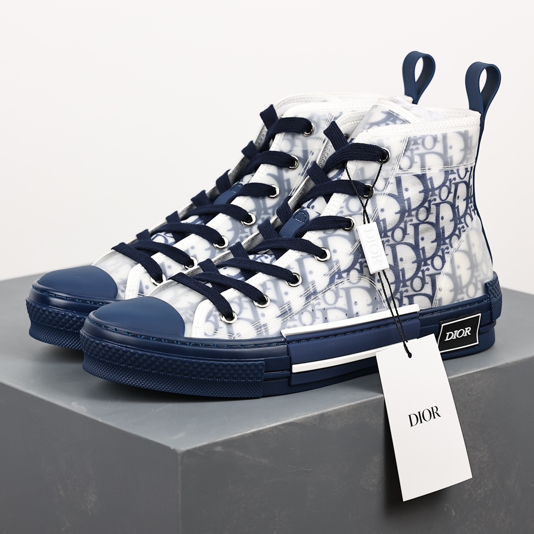 #Dior B23 Oblique High Top Sneakers Dior ”CD Oblique” series blue high top