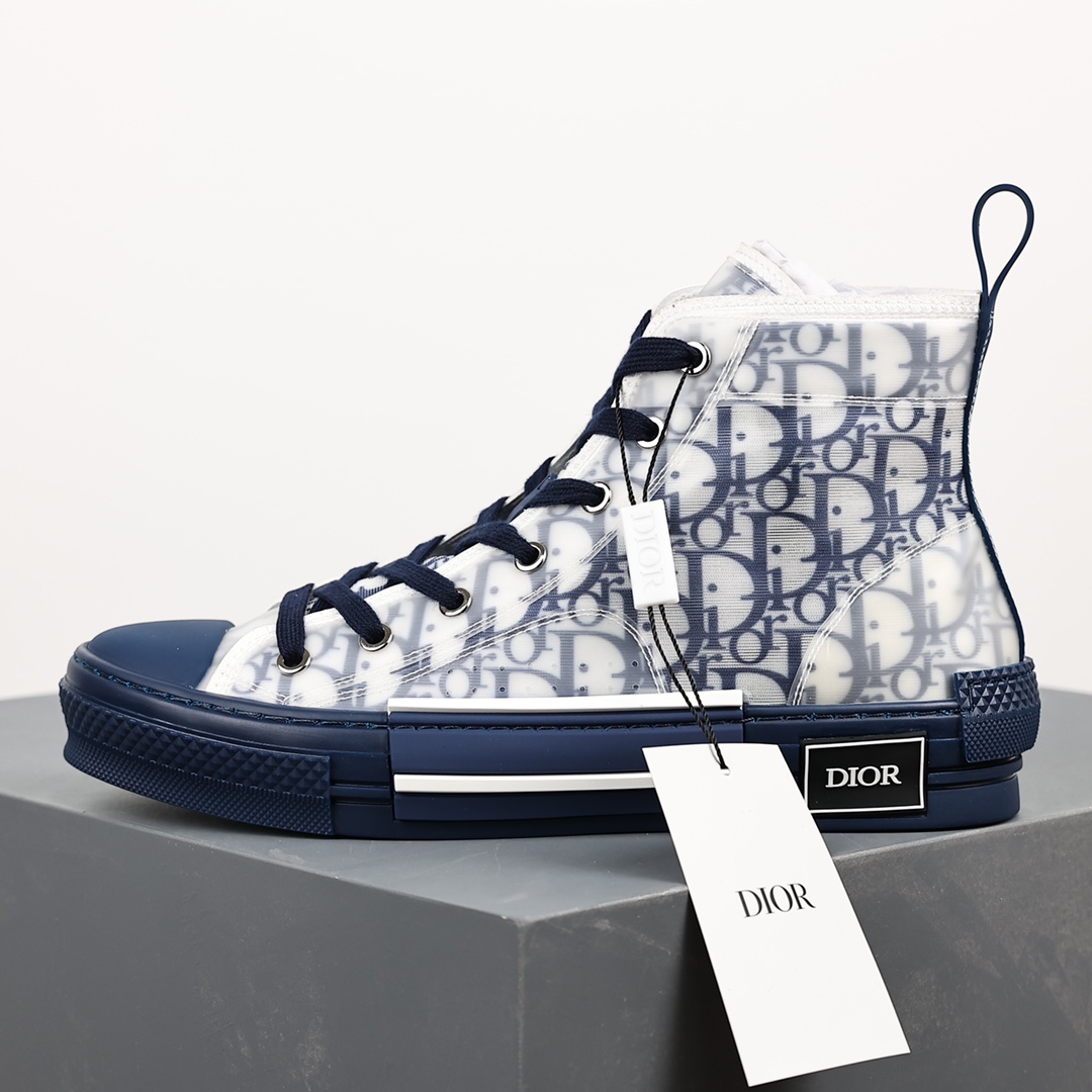 #Dior B23 Oblique High Top Sneakers Dior ”CD Oblique” series blue high top