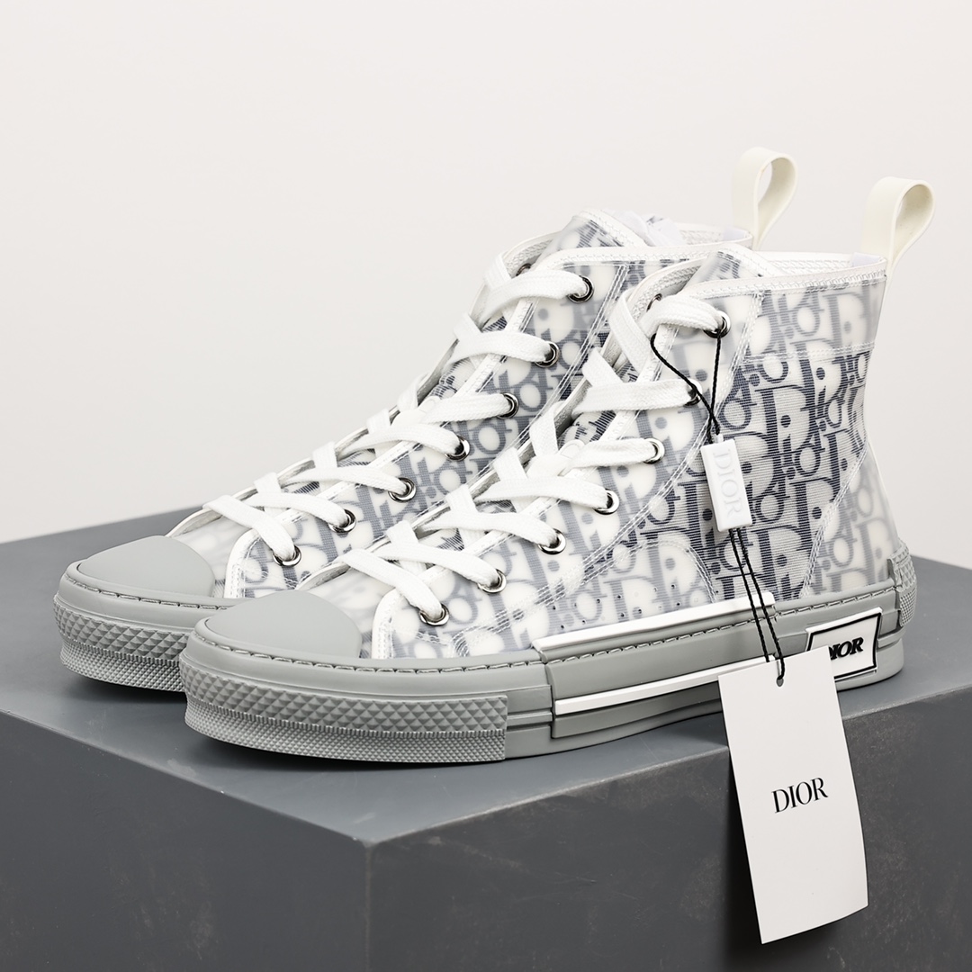 #Dior B23 Oblique High Top Sneakers Dior ”CD Oblique” series white, blue and gray high top