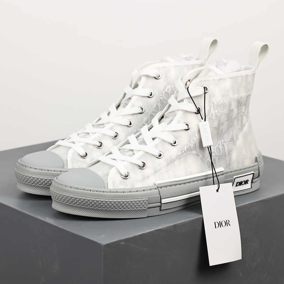 #Dior B23 Oblique High Top Sneakers Dior ”CD Oblique” series gray and white high top