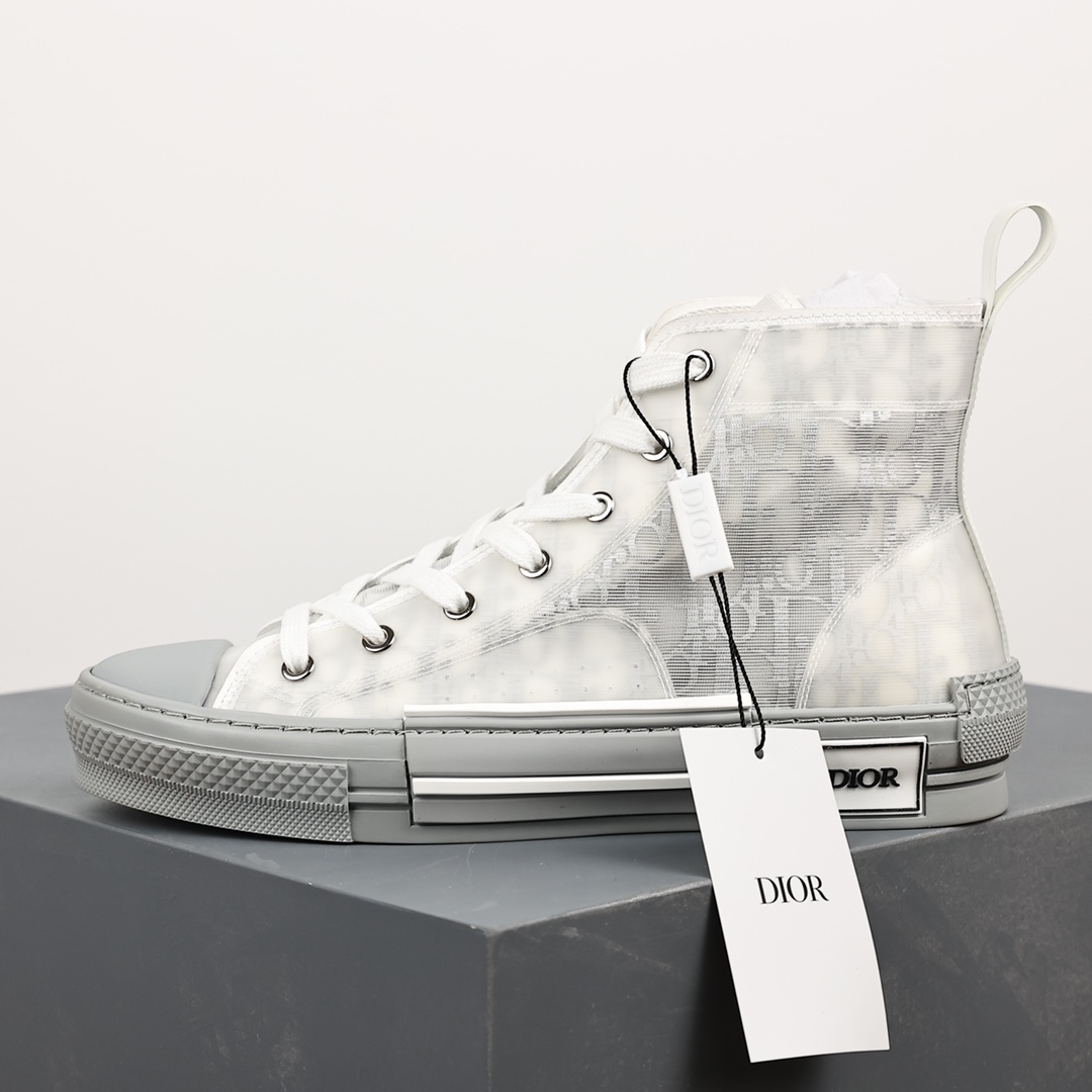 #Dior B23 Oblique High Top Sneakers Dior ”CD Oblique” series gray and white high top