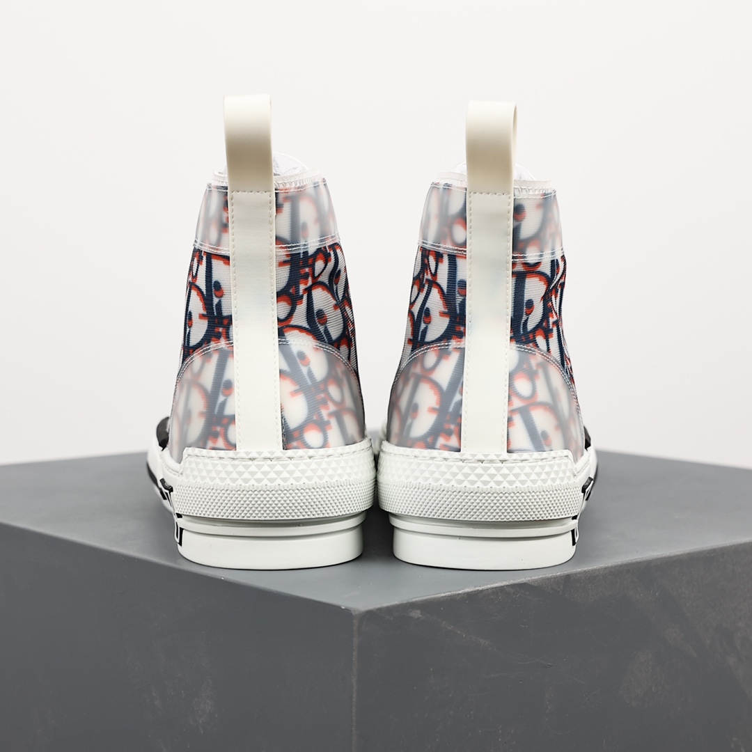 #Dior B23 Oblique High Top Sneakers Dior ”CD Oblique” series blue and red high top