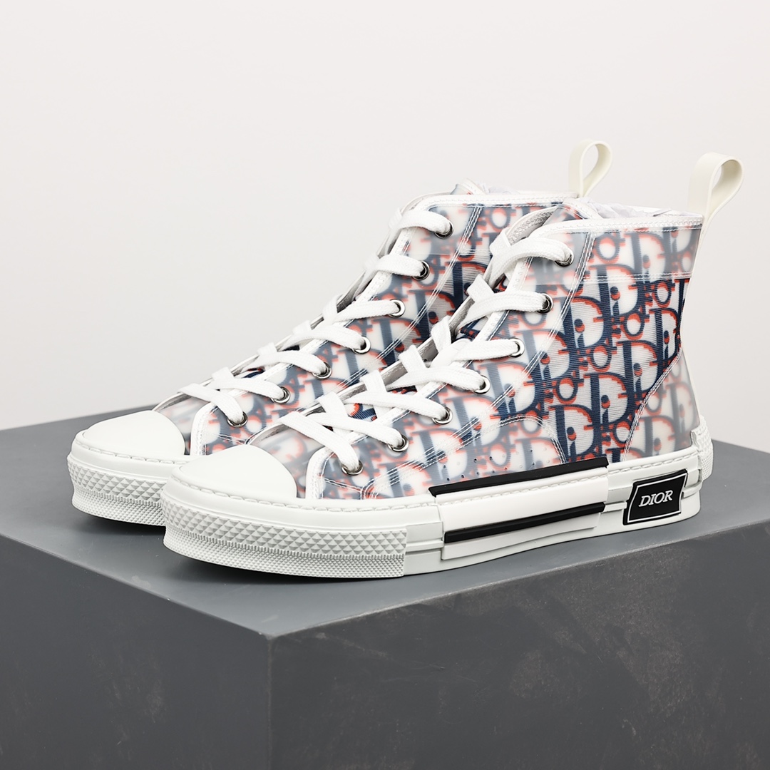 #Dior B23 Oblique High Top Sneakers Dior ”CD Oblique” series blue and red high top