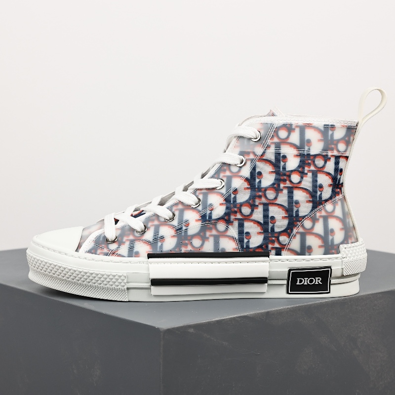 #Dior B23 Oblique High Top Sneakers Dior ”CD Oblique” series blue and red high top