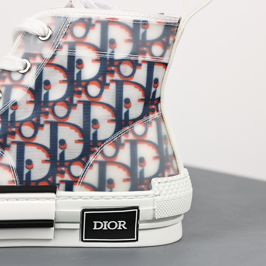 #Dior B23 Oblique High Top Sneakers Dior ”CD Oblique” series blue and red high top