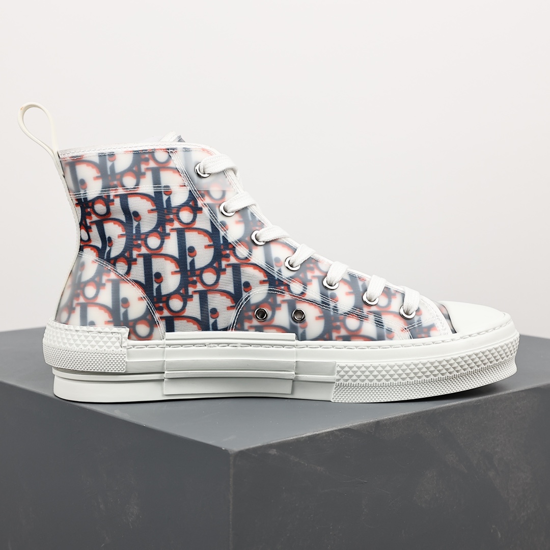 #Dior B23 Oblique High Top Sneakers Dior ”CD Oblique” series blue and red high top