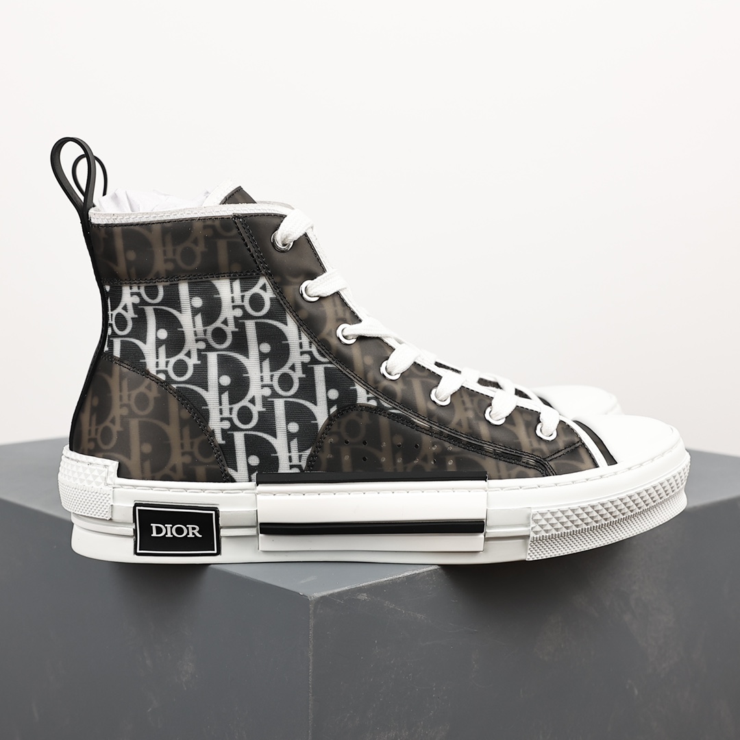 #Dior B23 Oblique High Top Sneakers Dior ”CD Oblique” series black and white high top