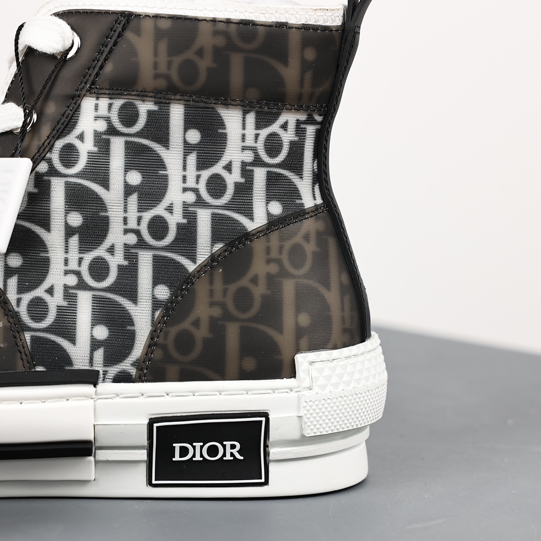 #Dior B23 Oblique High Top Sneakers Dior ”CD Oblique” series black and white high top