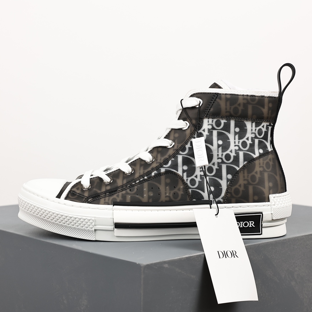 #Dior B23 Oblique High Top Sneakers Dior ”CD Oblique” series black and white high top