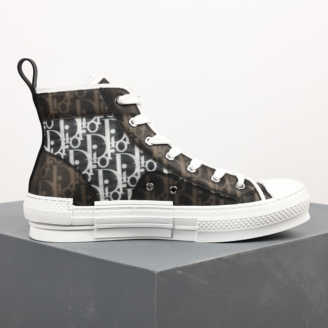 #Dior B23 Oblique High Top Sneakers Dior ”CD Oblique” series black and white high top