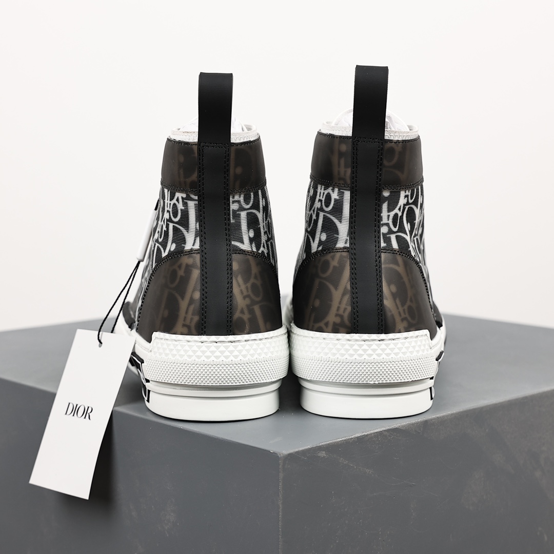 #Dior B23 Oblique High Top Sneakers Dior ”CD Oblique” series black and white high top