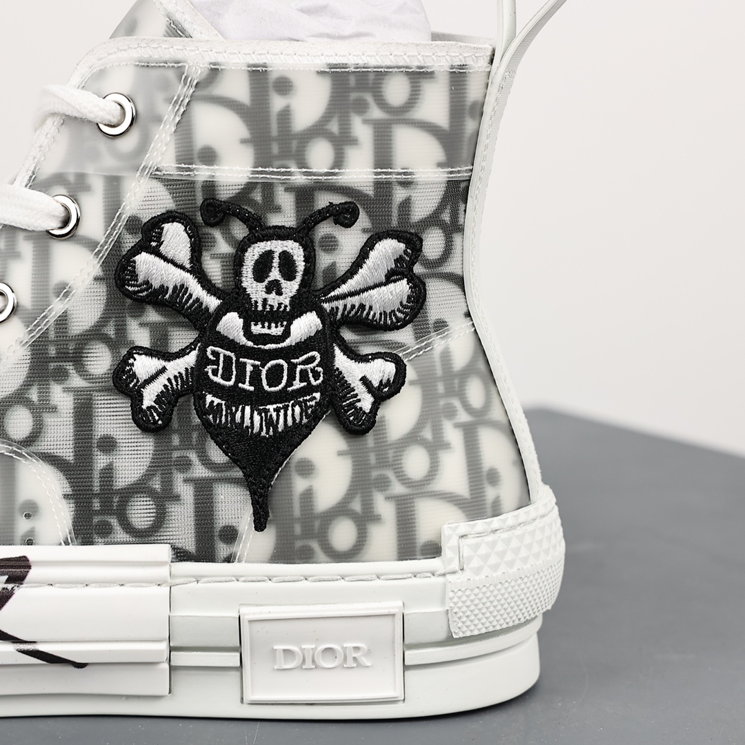 #Dior B23 Oblique High Top Sneakers Dior ”CD Oblique” series ghost head bee joint high top