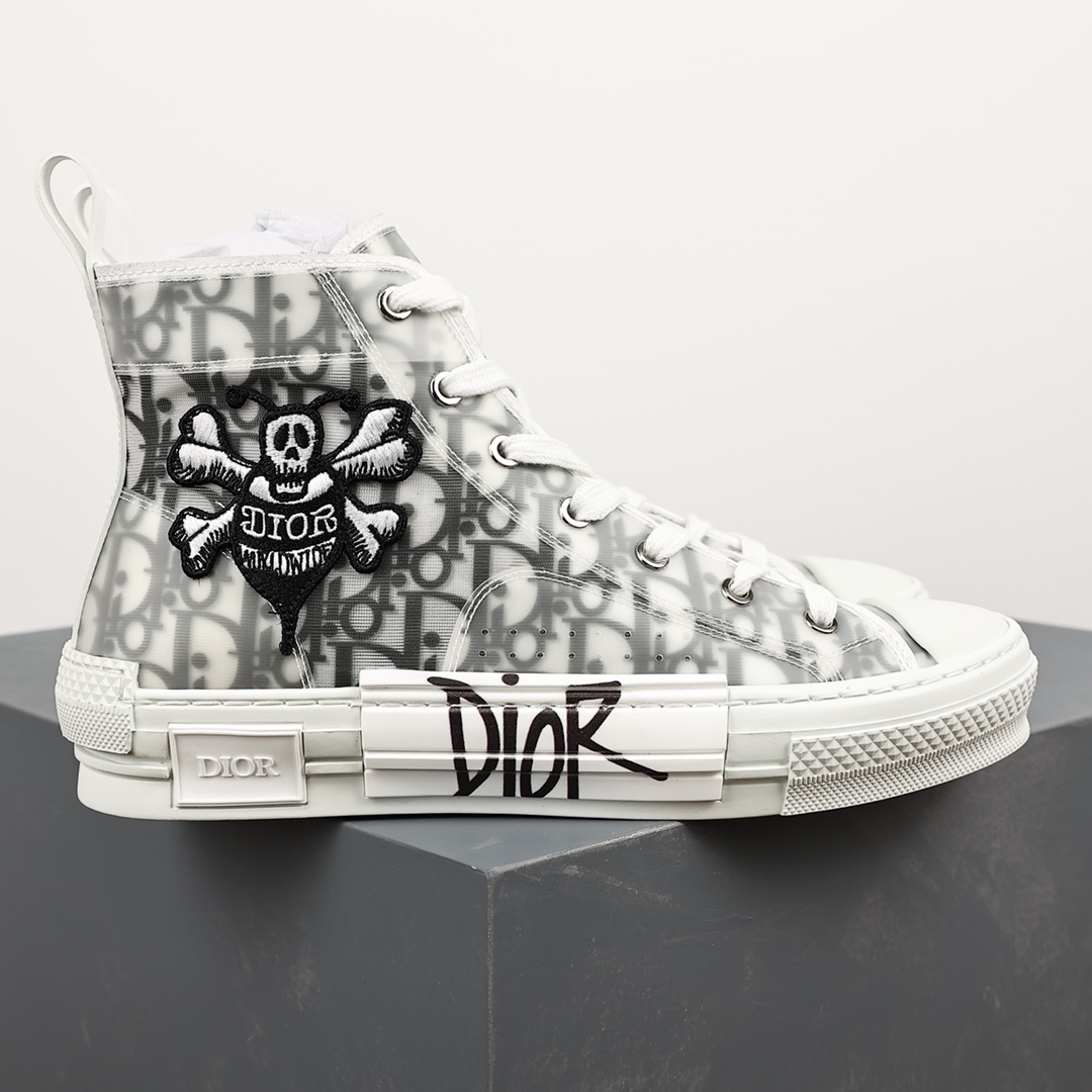 #Dior B23 Oblique High Top Sneakers Dior ”CD Oblique” series ghost head bee joint high top