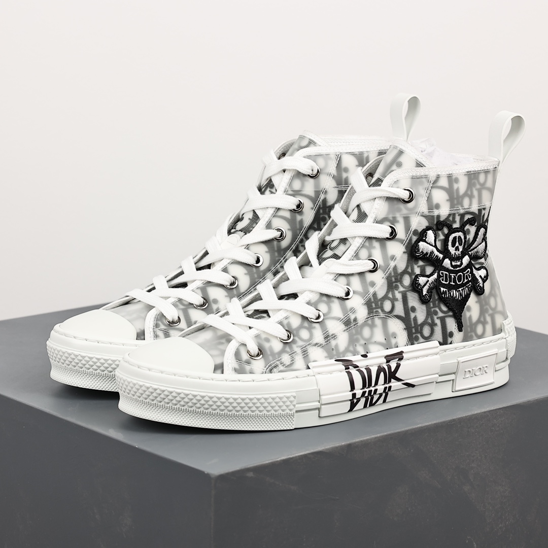 #Dior B23 Oblique High Top Sneakers Dior ”CD Oblique” series ghost head bee joint high top