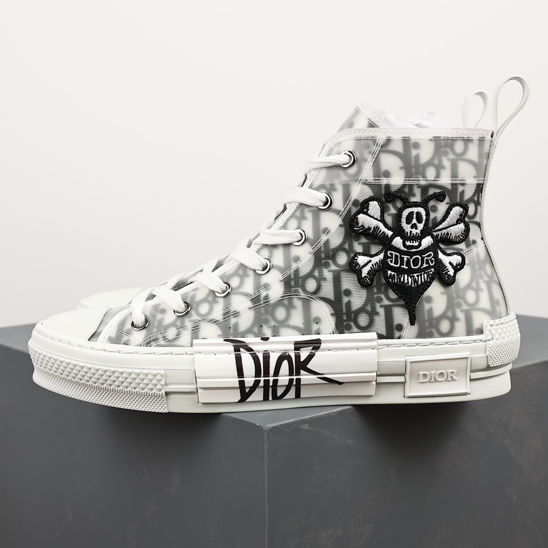 #Dior B23 Oblique High Top Sneakers Dior ”CD Oblique” series ghost head bee joint high top