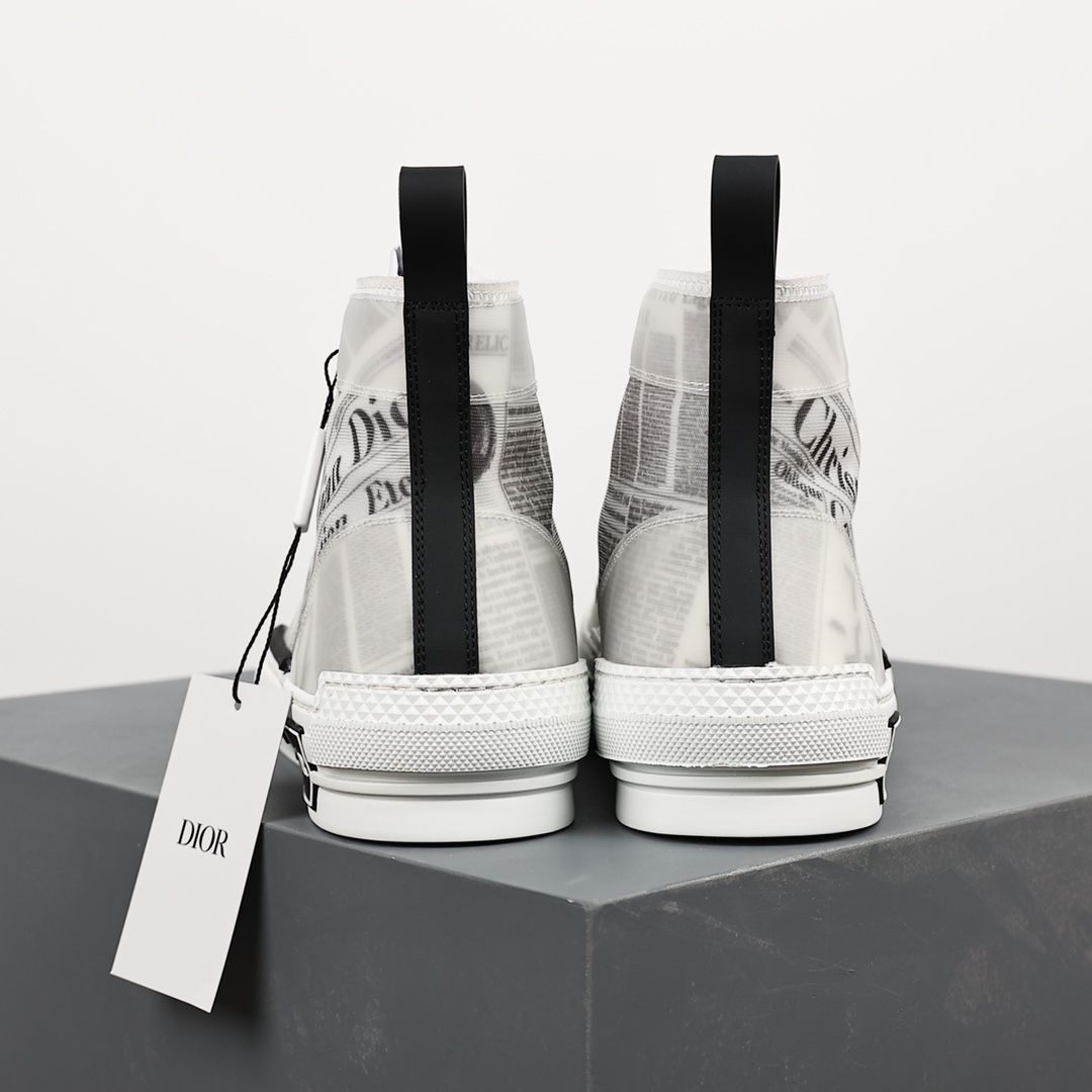 #Dior B23 Oblique High Top Sneakers Dior ”CD Oblique” series newspaper high top