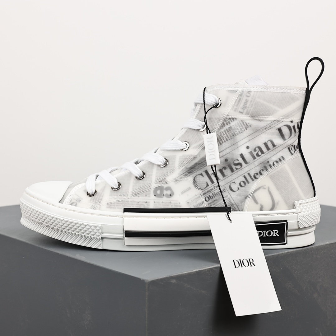 #Dior B23 Oblique High Top Sneakers Dior ”CD Oblique” series newspaper high top