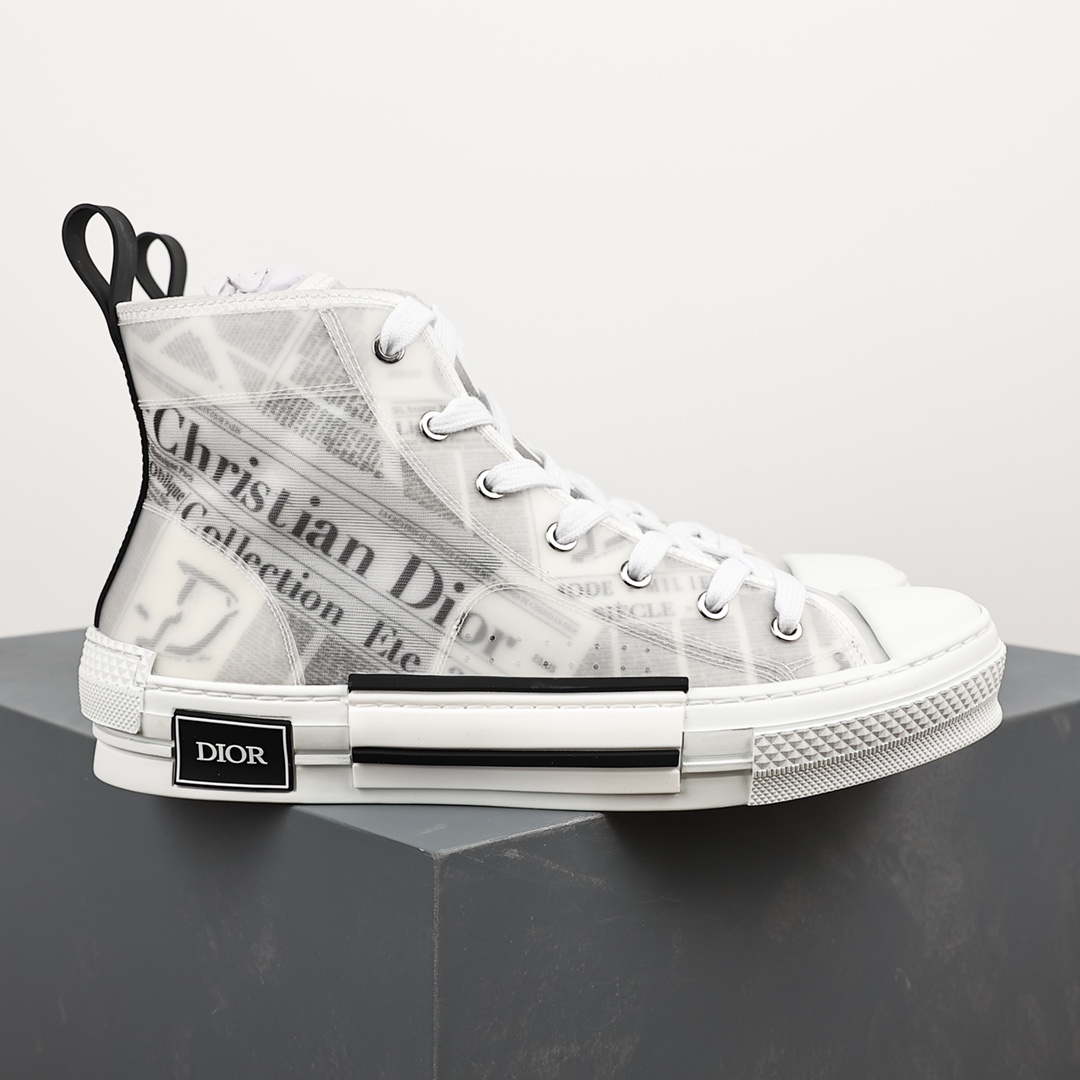 #Dior B23 Oblique High Top Sneakers Dior ”CD Oblique” series newspaper high top