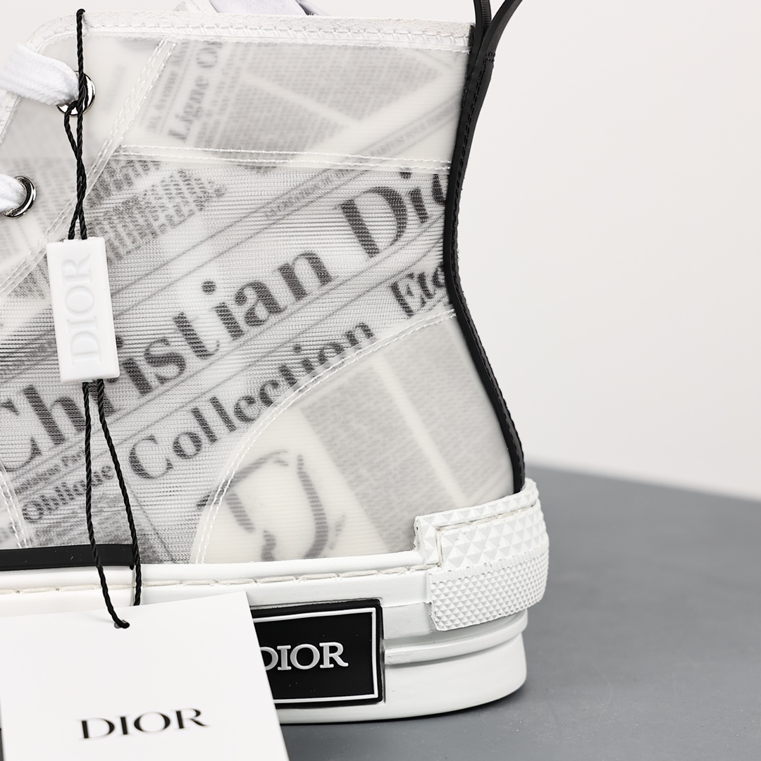 #Dior B23 Oblique High Top Sneakers Dior ”CD Oblique” series newspaper high top