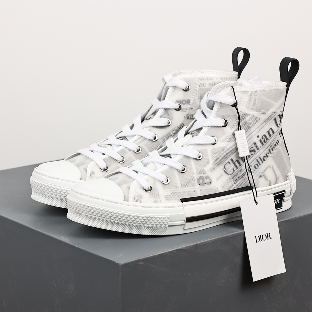 #Dior B23 Oblique High Top Sneakers Dior ”CD Oblique” series newspaper high top