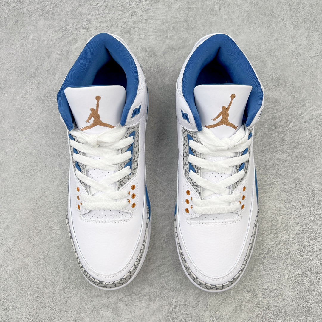 图片[2]-＃PB福利特价 Air Jordan AJ3 Retro 市场中端王者 全套原纸板楦头开发 原厂大底磨具加持立体防滑纹理 原装可视Air Sole气垫 原汁原味最完美的三代版型 唯一正确鞋头趴度弧度高度鞋身腰线 此版本只针对中端市场 皮料材质有所更替 其他数据细节工艺流程均保持一致 绝不口嗨 细节品控鞋型随意秒杀市面3XX 4XX 原厂TPU后跟饰片 正确内里反口里网布 皮料菱角分明不变形无多余毛边 正确手工大底描漆拉丝 市场唯一原厂鞋扣模具 原厂织唛标 原厂飞人电绣工艺 尾指中部跳三针 独家绑鞋带手法 印刷中底布 四线拉帮 米色美纹纸贴合固定 进口港宝加持 后跟自然饱满 全鞋荧光划线卡点 追求极致完美 每一双都是工艺品 多重QC质检 超越公司货的品控标准 实实在在的免检产品 尺码：40 40.5 41 42 42.5 43 44 44.5 45 45.5 46 47.5-选品中心