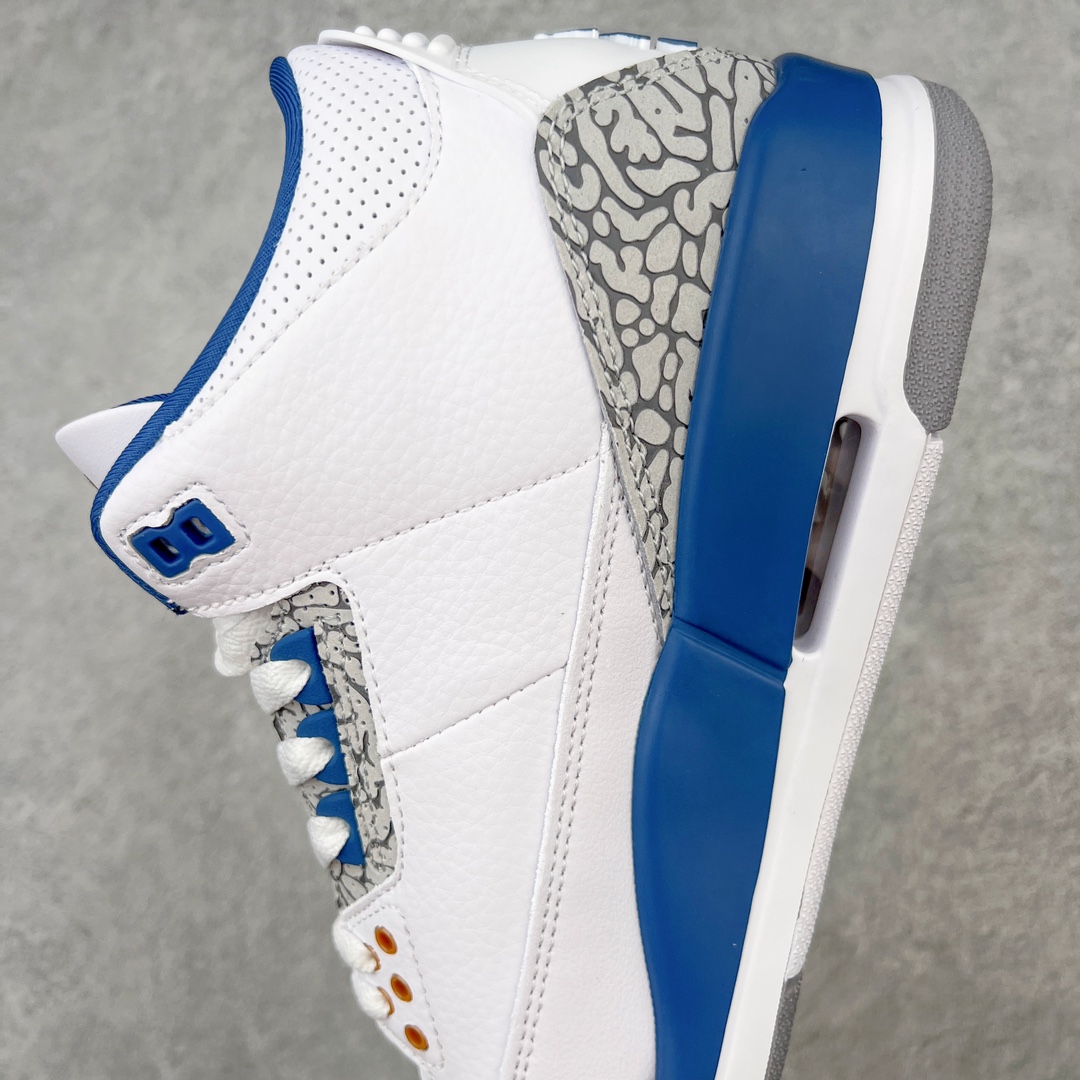 图片[7]-＃PB福利特价 Air Jordan AJ3 Retro 市场中端王者 全套原纸板楦头开发 原厂大底磨具加持立体防滑纹理 原装可视Air Sole气垫 原汁原味最完美的三代版型 唯一正确鞋头趴度弧度高度鞋身腰线 此版本只针对中端市场 皮料材质有所更替 其他数据细节工艺流程均保持一致 绝不口嗨 细节品控鞋型随意秒杀市面3XX 4XX 原厂TPU后跟饰片 正确内里反口里网布 皮料菱角分明不变形无多余毛边 正确手工大底描漆拉丝 市场唯一原厂鞋扣模具 原厂织唛标 原厂飞人电绣工艺 尾指中部跳三针 独家绑鞋带手法 印刷中底布 四线拉帮 米色美纹纸贴合固定 进口港宝加持 后跟自然饱满 全鞋荧光划线卡点 追求极致完美 每一双都是工艺品 多重QC质检 超越公司货的品控标准 实实在在的免检产品 尺码：40 40.5 41 42 42.5 43 44 44.5 45 45.5 46 47.5-选品中心