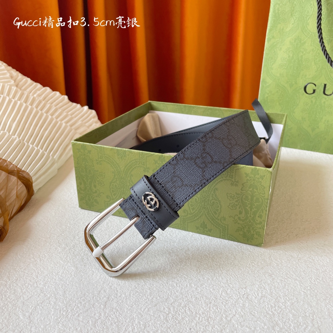 Gucci Classic Imported Calf Plain Pint Belt: Timeless Style in 3.5 Cm Width - 图片 1